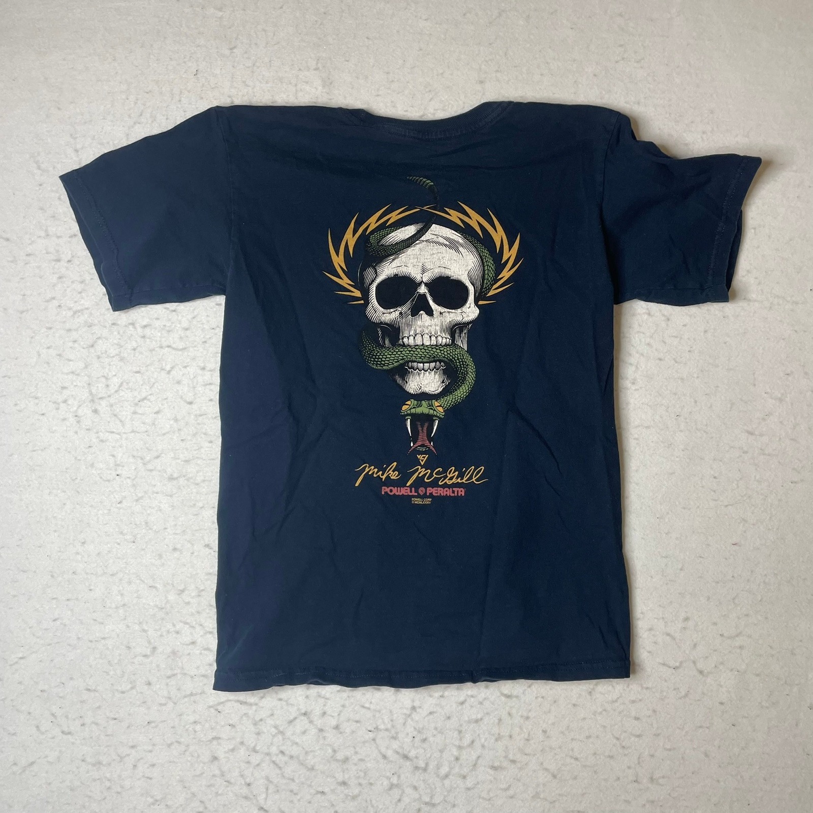 Powell Peralta Mike Mcgill Skull Snake T Shirt Navy Blue Small Skateboard